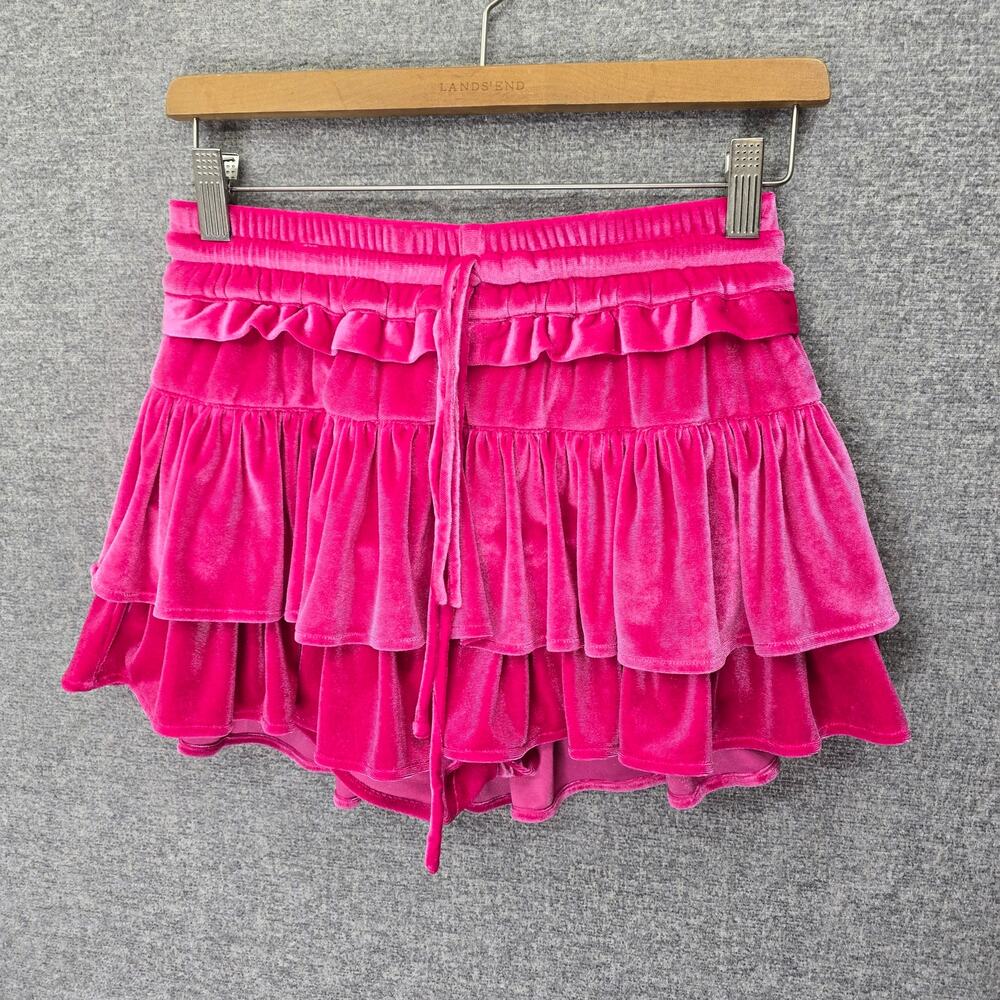 SHUG LAKA TIERED VELVET SKIRT, SIZE S